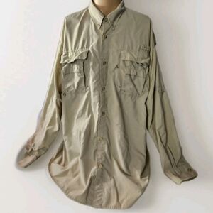 Columbia Omni Shade PFG Performance Fishing Gear Shirt Beige Mens XL